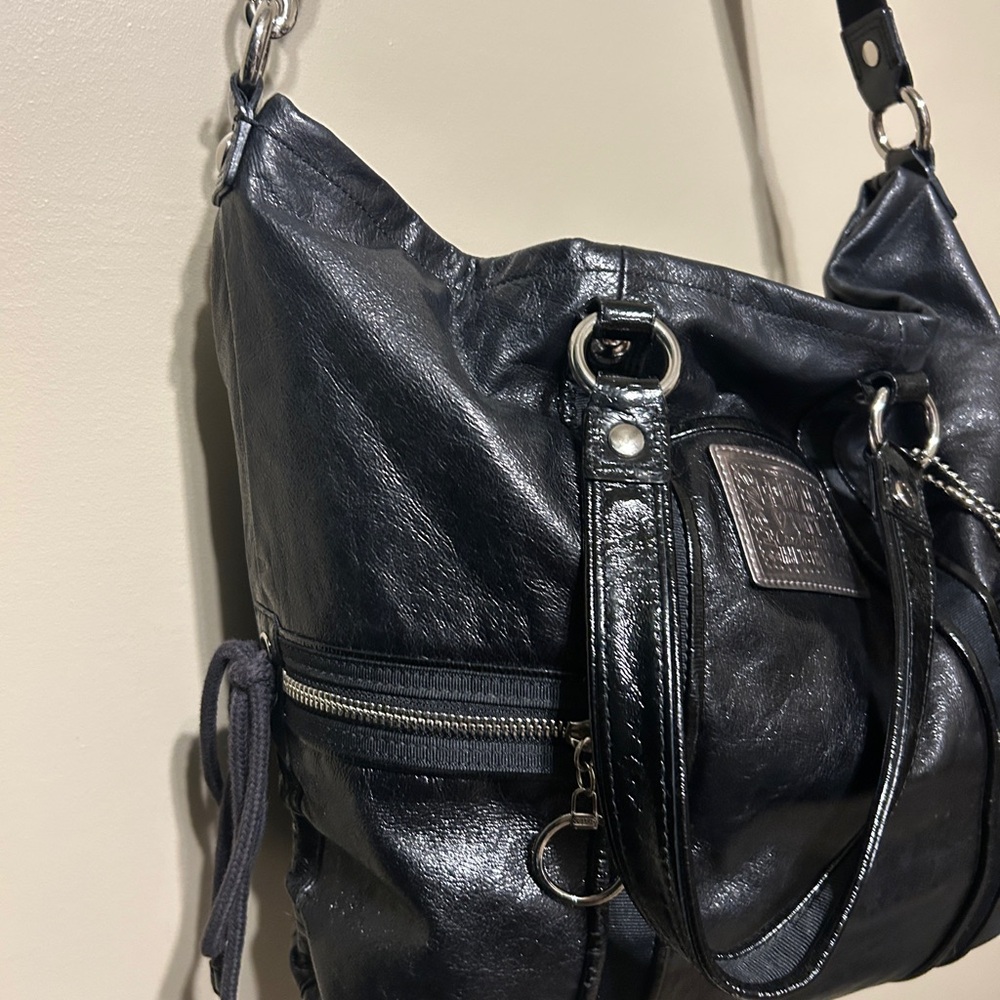 Coach Poppy Black Leather Shoulder Bag - Picture 5 of 11